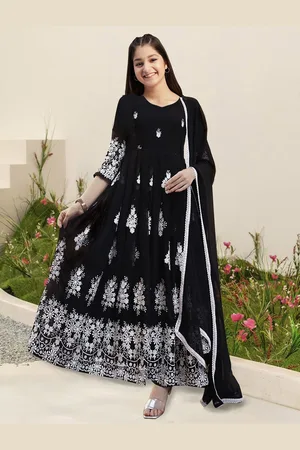 Kedar Fab Ethnic Motifs Embroidered Georgette Maxi Dress