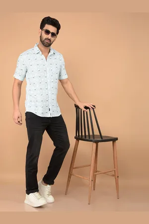 Crimsoune Club Men Classic Slim Fit Conversational Printed Cotton Casual Shirt