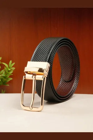 Teakwood Leathers Men Textured Leather Reversible Formal Belt