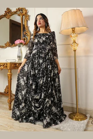 Kalini Women Floral Printed Georgette Ethnic Dress