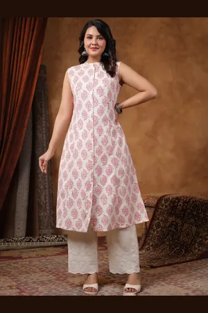 AUTUMN LANE Women Ethnic Motifs Printed Regular Pure Cotton Kurta with Palazzos