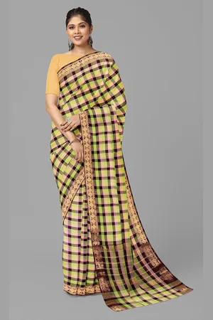 The Chennai Silks Checked Pure Cotton Fusion Chettinad Saree