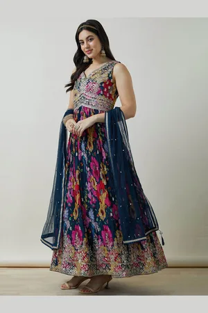 Soch Chinon Blend Botanical Print Gown With Sequins