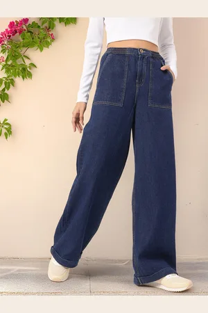 DressBerry Women Urban Slouch Wide Leg Non-Stretchable Jeans