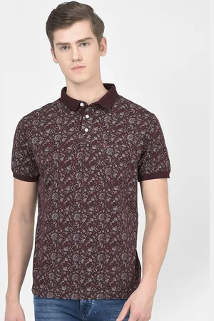 Crimsoune Club Abstract Printed Polo Collar Pure Cotton T-shirt