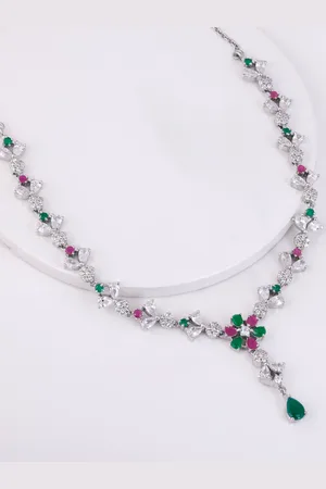 GIVA Silver Rhodium-Plated Necklace