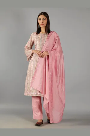 BARARA ETHNIC Women Printed Thread Work Pure Cotton Kurta with Trousers & Dupatta