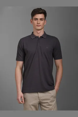 Louis Philippe Men Striped Polo Collar T-shirt