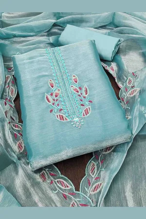 KIMISHA Embroidered Silk Chiffon Unstitched Dress Material