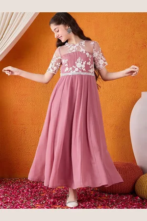 Cherry & Jerry Floral Embroidered Cold-Shoulder Georgette Fit & Flare Maxi Dress