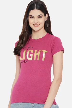 Corsica Women Regular Fit Typography Printed Round Neck Cotton T-shirt