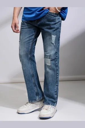 Highlander Men Bootcut Mid-Rise Light Fade Mildly Distressed Stretchable Jeans