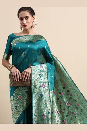 Lilots Ethnic Motifs Woven Design Banarasi Saree with Blouse Piece