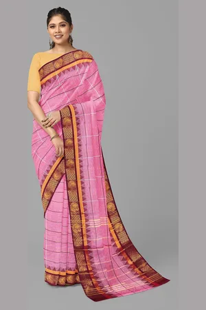 The Chennai Silks Checked Pure Cotton Fusion Chettinad Saree