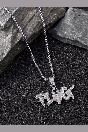 French Accent Men Silver-Plated Plug Pendant With Chain