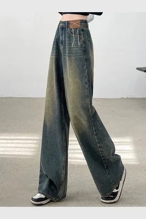 DressBerry Women Wide Leg High-Rise Light Fade Jeans