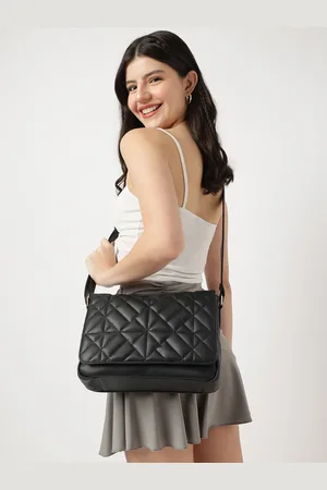 Fastrack Women Ivory Black Quilted Sling Bag