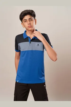 TECHNOSPORT Boys Colourblocked Polo Collar Applique Slim Fit T-shirt