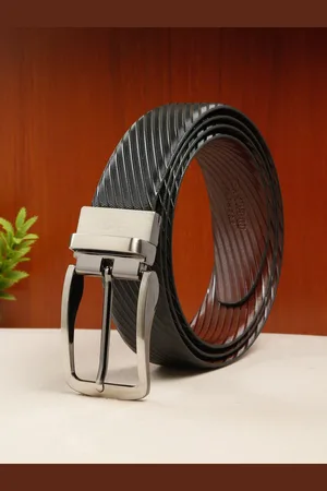 Teakwood Leathers Men Textured Leather Reversible Formal Belt