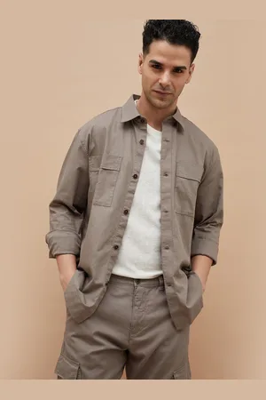 Lifestyle Men Geometric Denim Jacket with Patchwork