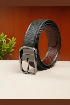 Teakwood Leathers Men Textured Leather Reversible Formal Belt