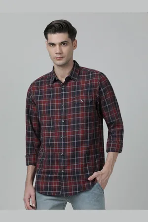 Crocodile Men Comfort Tartan Checked Casual Cotton Shirt