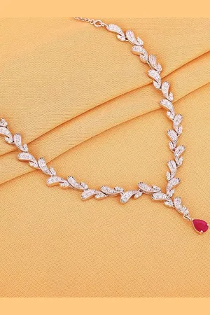 GIVA Silver Rhodium-Plated Handcrafted Necklace
