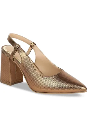 marie claire Women Gold-Toned Textured Mules