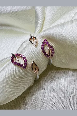 ARTE 92.5 Sterling Silver Stone Studded Toe Rings