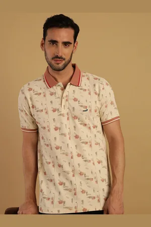 Crocodile Abstract Printed Polo Collar Short Sleeves Cotton Slim Fit T-shirt