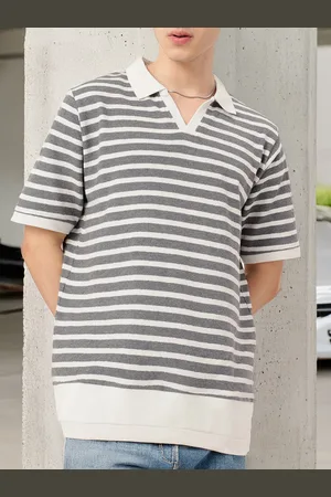 Kook N Keech 90s Nostalgia Striped Relaxed Fit Polo Collar T-shirt
