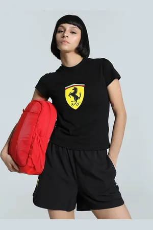 PUMA Women Ferrari Race Big Shield Graphic Printed Slim Fit T-shirt