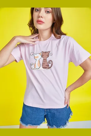 Mast & Harbour Women Graphic Printed Round Neck Cotton Oversized T-shirt