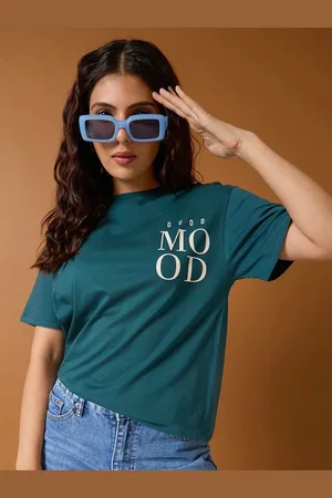Mast & Harbour Women Typography Printed Round Neck Cotton Oversized T-shirt