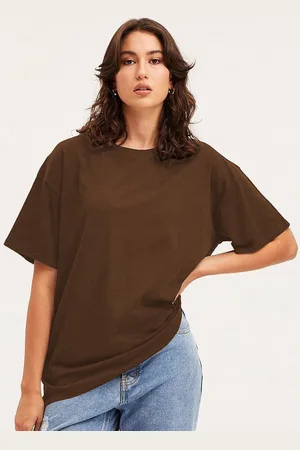 Moda Rapido Women Solid Round Neck Cotton Oversized T-shirt