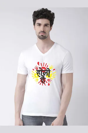Friskers Men Sports Printed V-Neck Raw Edge Slim Fit T-shirt