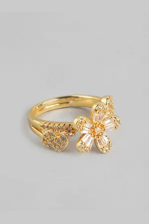 DressBerry Women Stone-Studded Floral-Shaped Adjustable Finger Ring