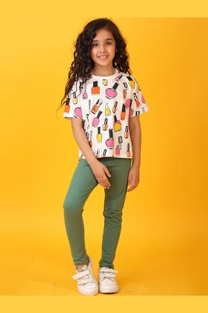 Anthrilo Girls Printed T-shirt with Leggings