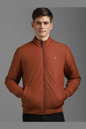Louis Philippe Men Mock Collar Solid Casual Bomber Jacket