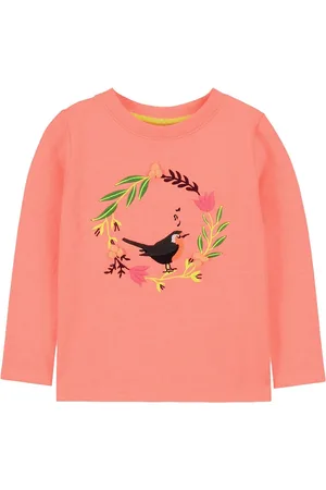 Cherry Crumble Girls Peach-Coloured & Black Printed Sweatshirt