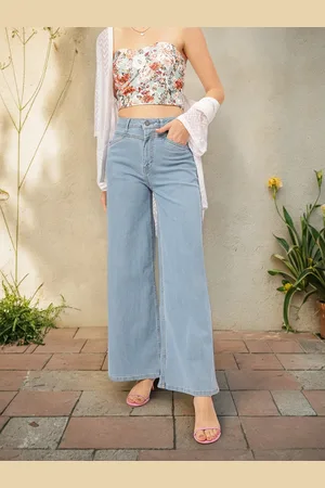 DressBerry Women Cool Blue Denim Upgrade High-Rise Flared Stretchable Jeans