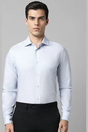 Louis Philippe Men Slim Fit Spread Collar Geometric Printed Cotton Formal Shirt