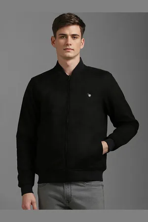 Louis Philippe Men Stand Collar Solid Casual Bomber Jacket
