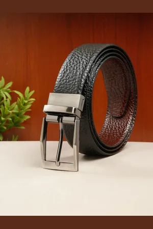 Teakwood Leathers Men Textured Leather Reversible Formal Belt