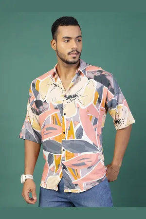 Rigo Comfort Men Abstract Printed Cuban Collar Casual Shirt