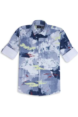 CAVIO Boys Comfort Spread Collar Abstract Printed Cotton Casual Shirt