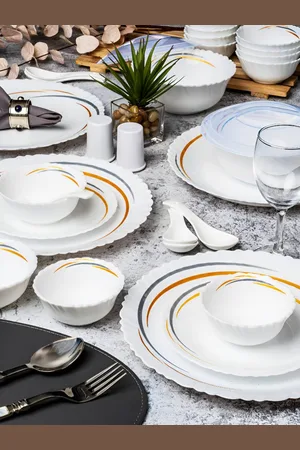 Cello White 37 Pieces Opalware Dishwasher and Microwave Safe Dinner Set
