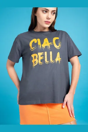 Mast & Harbour Women Typography Printed Round Neck Cotton Oversized T-shirt