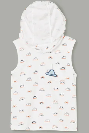 Lifestyle Boys Conversational Printed Hooded Pure Cotton T-shirt