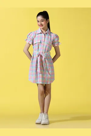 Cherry & Jerry Girls Seersucker Checked Shirt Dress